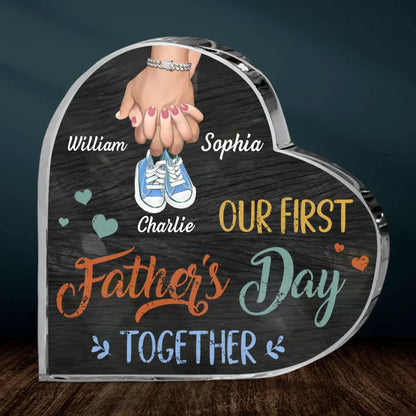 Personalized First Father's Day Crystal Heart - Best Gift Idea For Mother's Day/Father's Day - Our First Father's Day Together