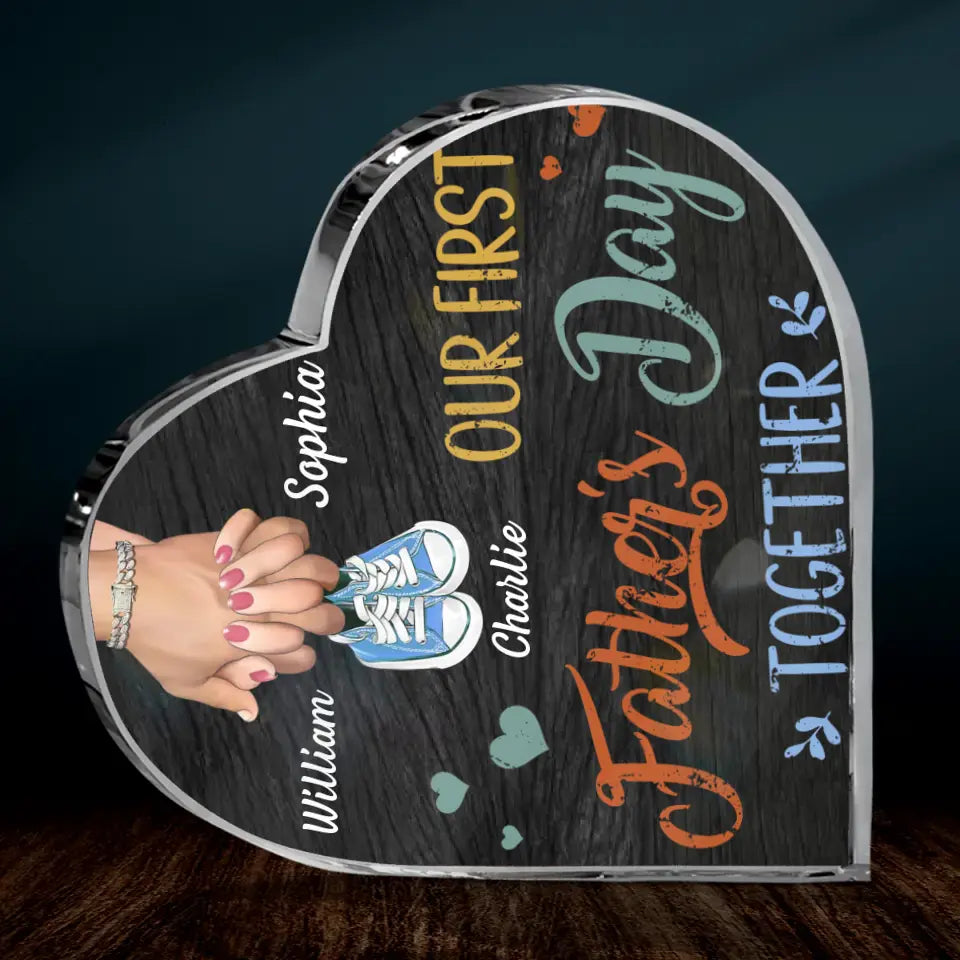 Personalized First Father's Day Crystal Heart - Best Gift Idea For Mother's Day/Father's Day - Our First Father's Day Together
