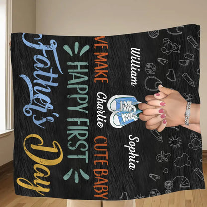 Personalized First Father's Day Quilt/Fleece Throw Blanket - Best Gift Idea For Mother's Day/Father's Day - We Make Cute Baby