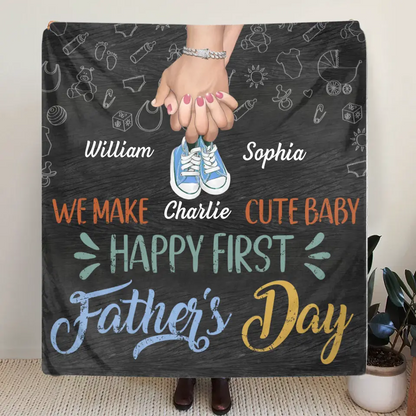 Personalized First Father's Day Quilt/Fleece Throw Blanket - Best Gift Idea For Mother's Day/Father's Day - We Make Cute Baby