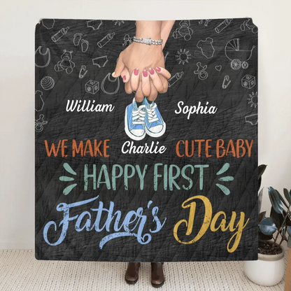 Personalized First Father's Day Quilt/Fleece Throw Blanket - Best Gift Idea For Mother's Day/Father's Day - We Make Cute Baby