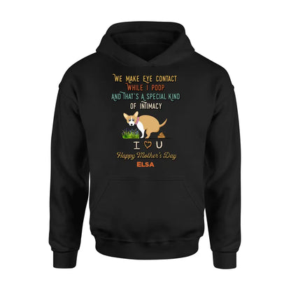 Personalized Funny Dog T-shirt/Hoodie - Gift Idea For Dog Lover/Mother's Day/Father's Day - Up to 4 Dogs - We Make Eye Contact While I Poop