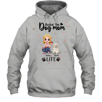 Personalized Dog Mom Front Shirt/Pullover Hoodie - Up to 5 Dogs - Gift Idea For Dog Lover - Rockin' The Dog Mom Life