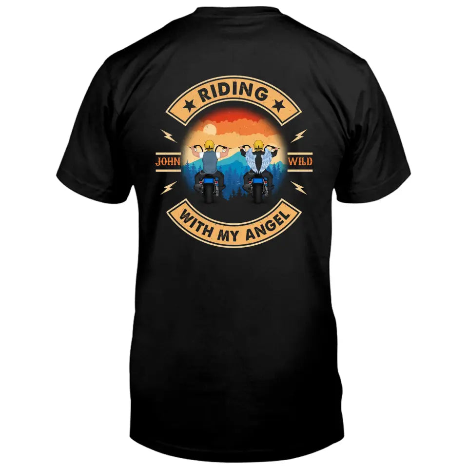 Personalized Riding With Angel T-shirt/Hoodie - Memorial Gift Idea For Friend/Bikers