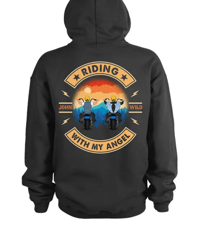 Personalized Riding With Angel T-shirt/Hoodie - Memorial Gift Idea For Friend/Bikers