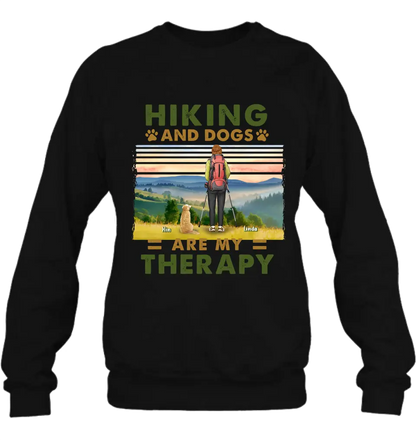 Personalized Solo Hiking With Dogs Shirt - Woman/Man With Up to 4 Dogs - Gift Idea For Hiking Lovers - Hiking And Dogs Are My Therapy