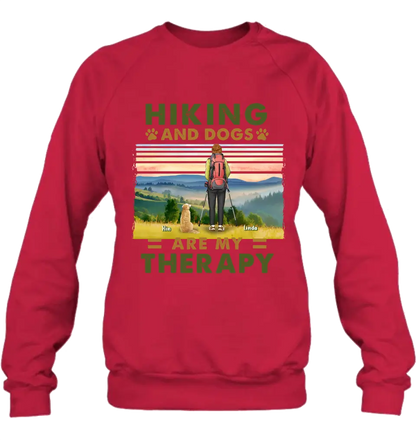 Personalized Solo Hiking With Dogs Shirt - Woman/Man With Up to 4 Dogs - Gift Idea For Hiking Lovers - Hiking And Dogs Are My Therapy