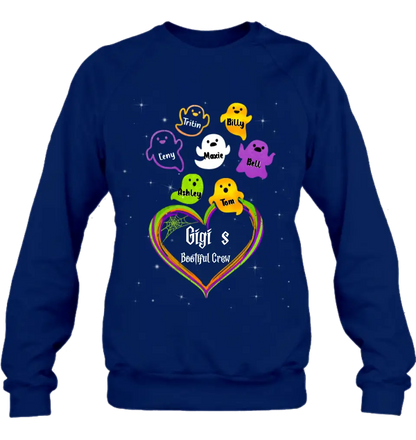 Personalized Gigi's Bootiful Crew T-shirt/Sleeve/Sweatshirt/Hoodie - Halloween gift for Grandma - Up to 7 Grandkids