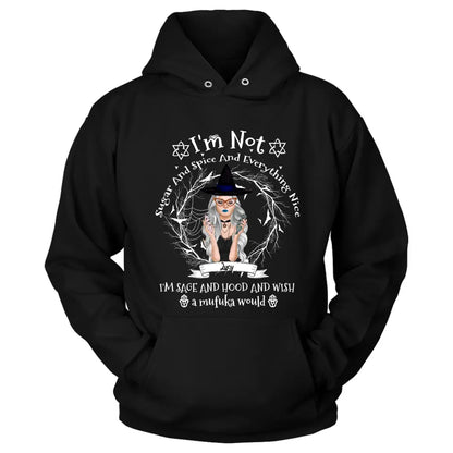 Personalized Witch Black T-shirt - Best Halloween Gift Idea - I'm Not Sugar And Spice - DFESX1