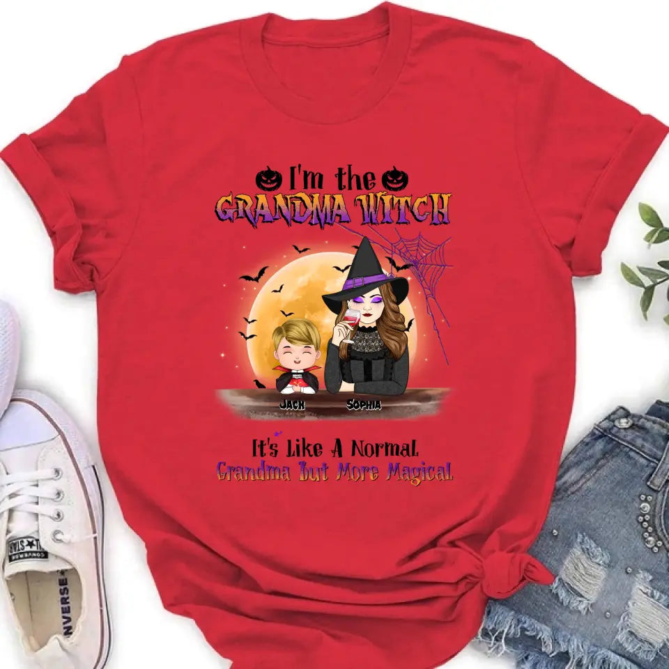 Personalized Grandma Witch Shirt - Gift Idea For Halloween - Up to 5 Kids - I'm Grandma Witch