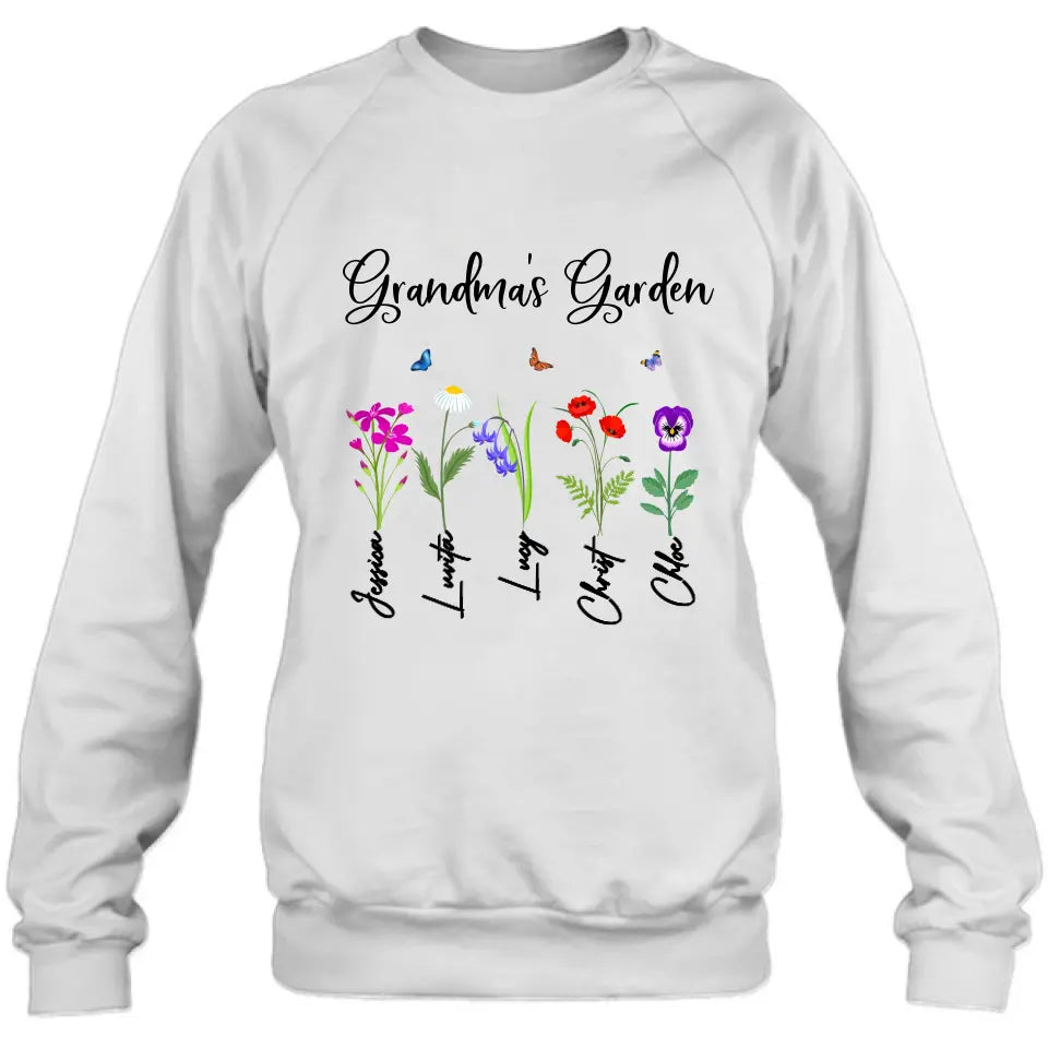 Personalized Grandma's Garden Shirt/Long sleeve/Sweatshirt/Hoodie - Gift Idea For Grandma/Mother's Day - Up to 5 Flowers - Grandma's Garden