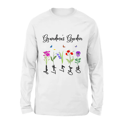Personalized Grandma's Garden Shirt/Long sleeve/Sweatshirt/Hoodie - Gift Idea For Grandma/Mother's Day - Up to 5 Flowers - Grandma's Garden