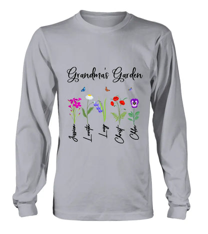 Personalized Grandma's Garden Shirt/Long sleeve/Sweatshirt/Hoodie - Gift Idea For Grandma/Mother's Day - Up to 5 Flowers - Grandma's Garden