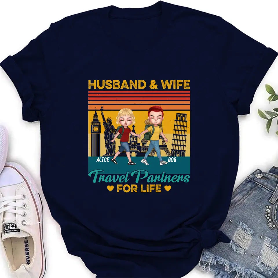 Personalized Traveling Couple Shirt/Pullover Hoodie - Gift Idea For Traveling Lover/Couple - Husband & Wife Travel Partners For Life