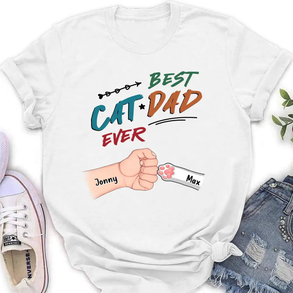 Personalized Cat Dad T-Shirt - Up to 6 Cats - Father's Day Gift Idea for Cat Owners - Best Cat Dad Ever