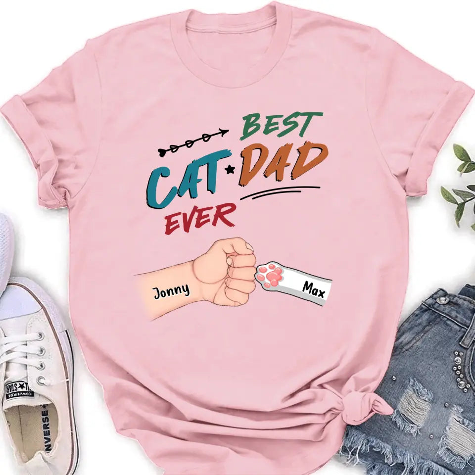 Personalized Cat Dad T-Shirt - Up to 6 Cats - Father's Day Gift Idea for Cat Owners - Best Cat Dad Ever
