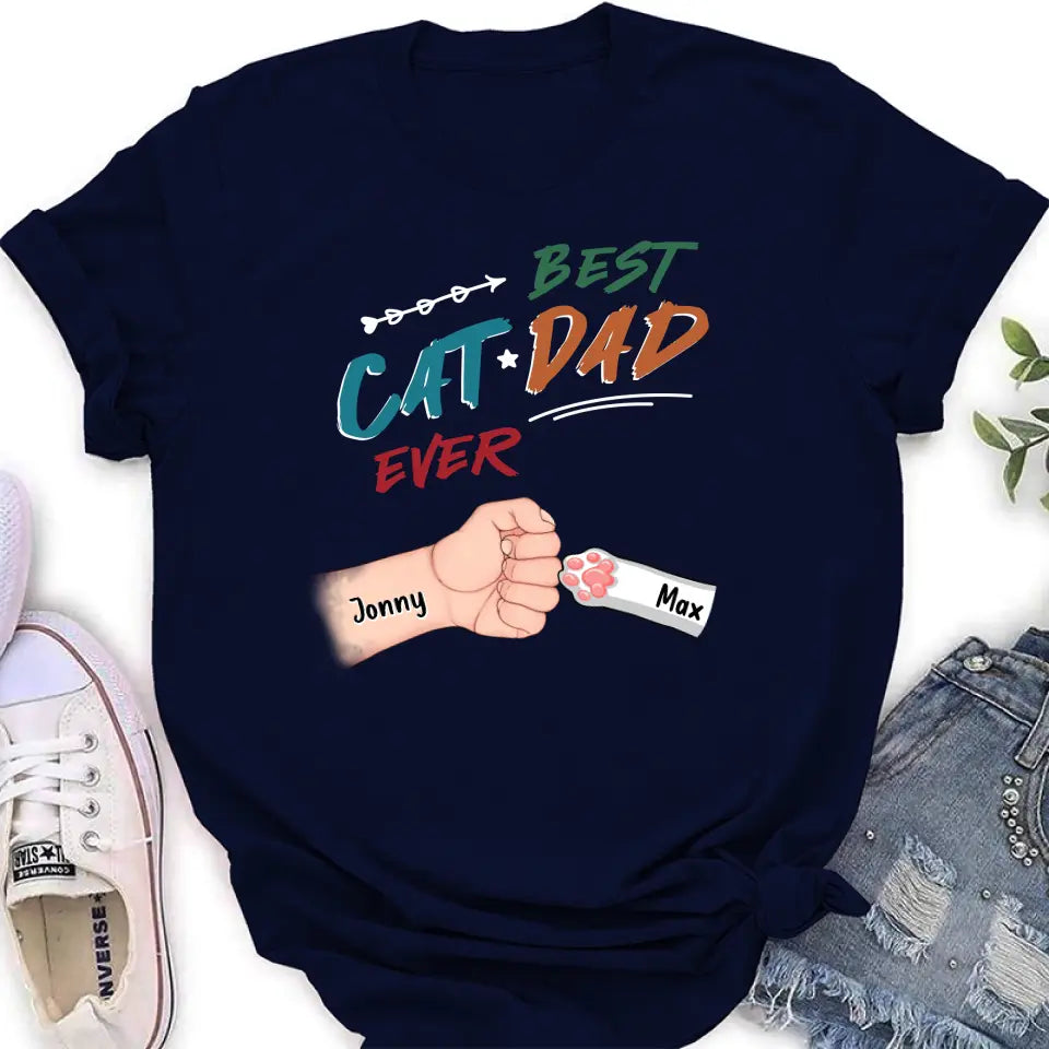 Personalized Cat Dad T-Shirt - Up to 6 Cats - Father's Day Gift Idea for Cat Owners - Best Cat Dad Ever
