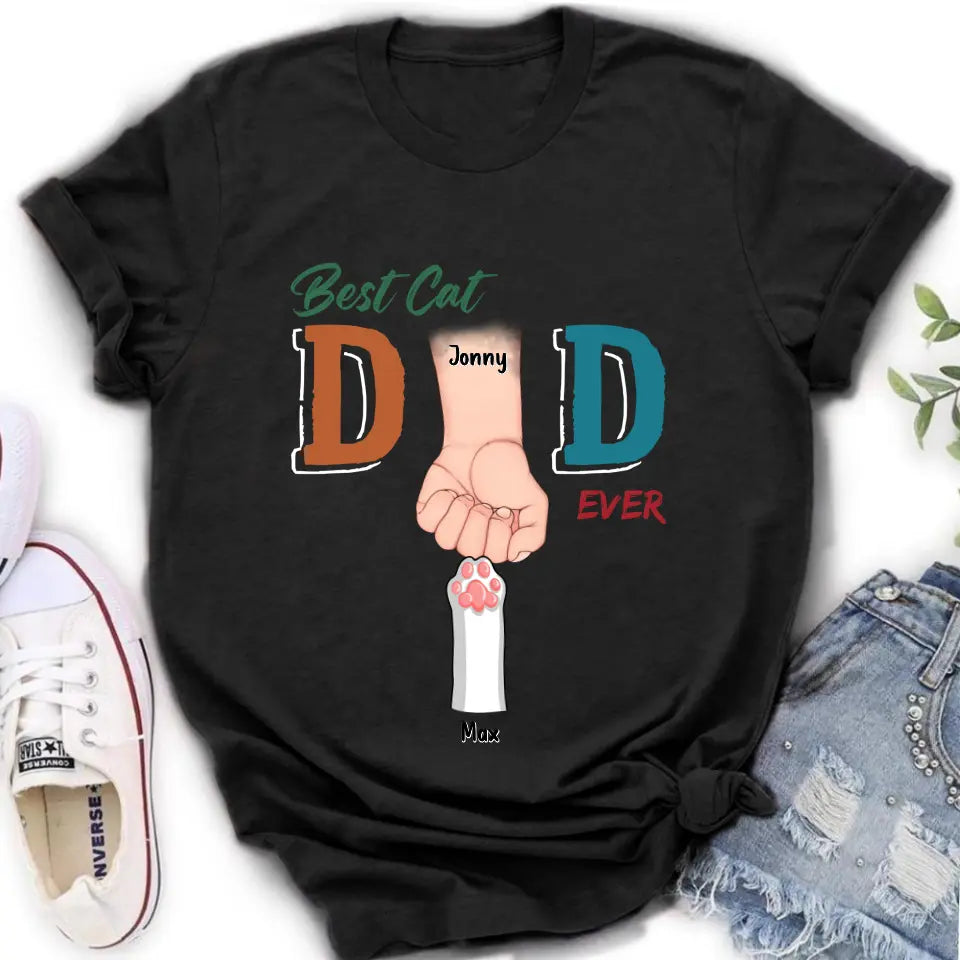 Personalized Cat Dad T-Shirt - Up to 6 Cats - Father's Day Gift Idea for Cat Owners - Best Cat Dad Ever