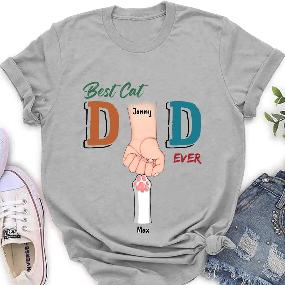 Personalized Cat Dad T-Shirt - Up to 6 Cats - Father's Day Gift Idea for Cat Owners - Best Cat Dad Ever