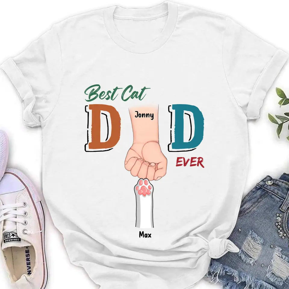 Personalized Cat Dad T-Shirt - Up to 6 Cats - Father's Day Gift Idea for Cat Owners - Best Cat Dad Ever