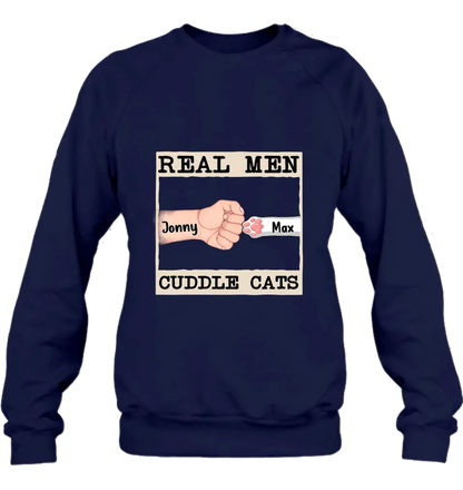 Personalized Cuddle T-Shirt - Up to 6 Cats - Father's Day Gift Idea for Cat Owners - Real Men Cuddle Cats