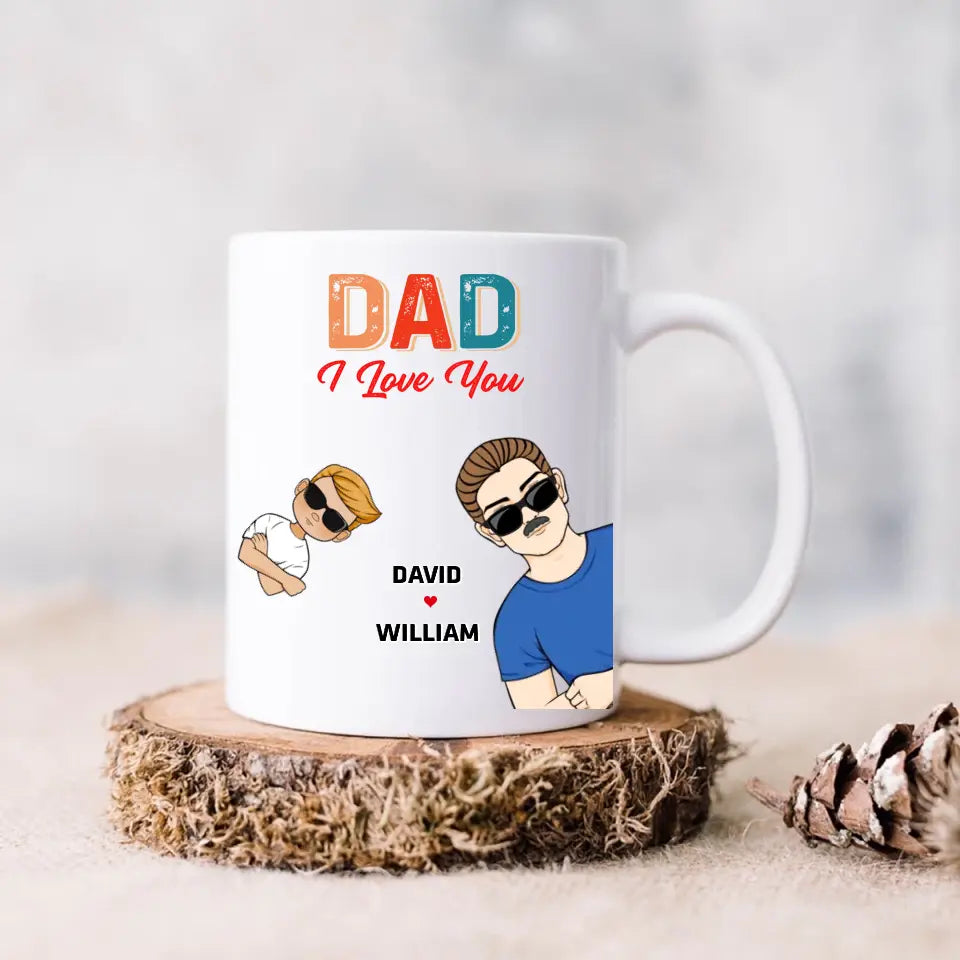 Personalized Dad Coffee Mug - Up to 2 Children & 2 Pets - Father's Day Gift Idea - Dad We Love You