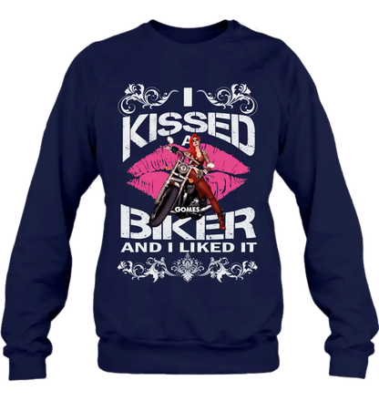 Personalized Biker Shirt/Hoodie - Gift Idea For Biker/Motorcycle Lovers - I Kissed A Biker And I Liked It