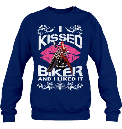 Personalized Biker Shirt/Hoodie - Gift Idea For Biker/Motorcycle Lovers - I Kissed A Biker And I Liked It