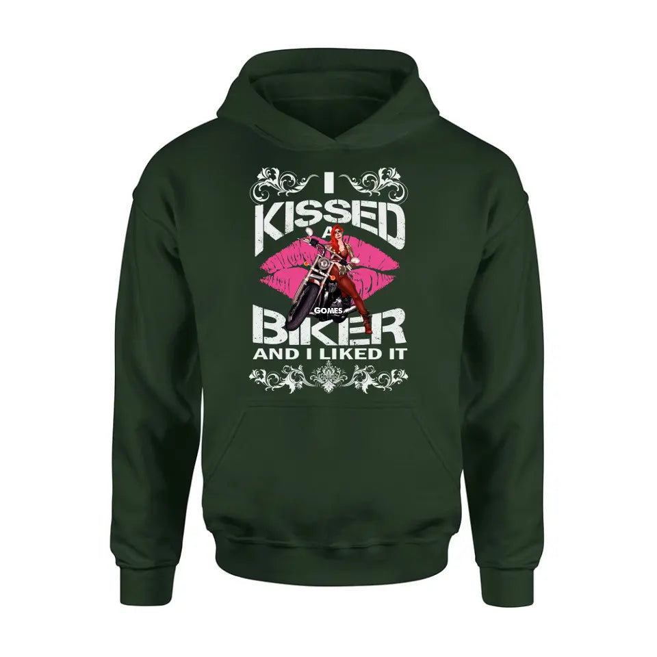 Personalized Biker Shirt/Hoodie - Gift Idea For Biker/Motorcycle Lovers - I Kissed A Biker And I Liked It