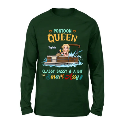 Personalized Pontoon Queen Shirt/Hoodie - Best Gift Idea For Pontoon Lovers - Pontoon Queen Classy Sassy & A Bit Smart Assy