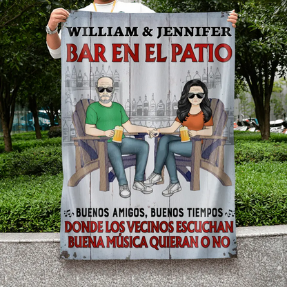 Personalized Couple Graden Flag - Best Gift Idea For Couple - Bar En El Patio - Spanish Verion