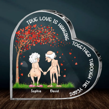 Personalized Old Couple Acrylic Plaque - True Love Is Hanging Together Through The Years - Gift Idea To Husband & Wife