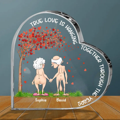 Personalized Old Couple Acrylic Plaque - True Love Is Hanging Together Through The Years - Gift Idea To Husband & Wife