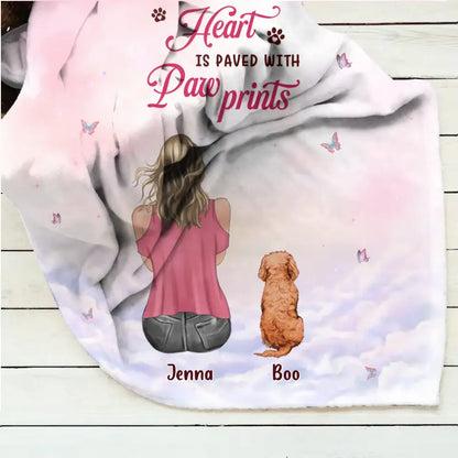 Personalized Dog Mom Pillow Cover/Quilt/Fleece Throw Blanket - Up to 5 Dogs - Gift Idea For Dog Lovers - The Road To My Heart Is Paved With Paw Prints