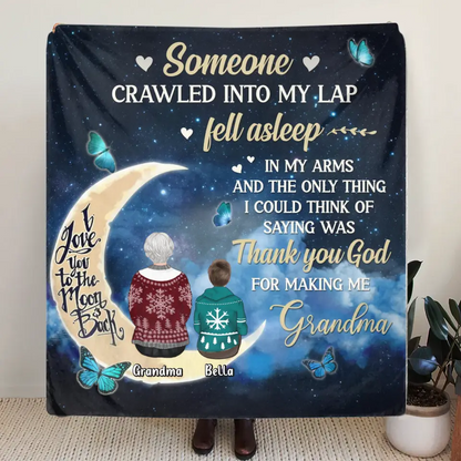 Personalized Grandparents Quilt/Fleece Throw Blanket/Pillow Cover - Up to 4 Kids - Gift Idea for Grandpa/Grandma - Thank You God For Making Me Grandma