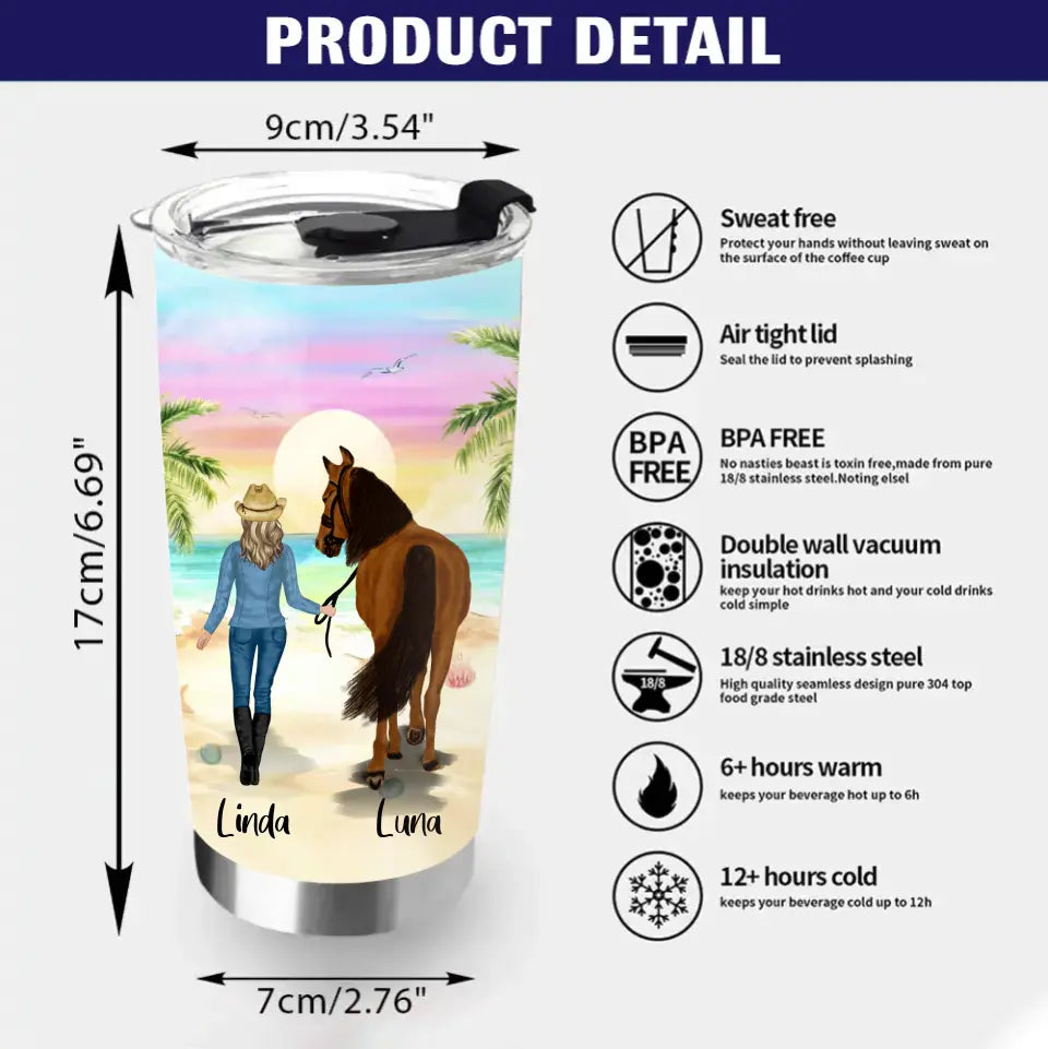 Personalized Horse Girl Summer Vibe Tumbler - Up to 6 Horses - Best Gift For Horse Lover - Just A Girl Who Loves Horses