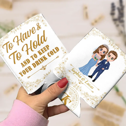 Personalized Wedding Anniversary Wedding Can Cooler - Gift Idea For Couple/Wedding Anniversary - To Have To Hold And To Keep Your Drink Cold