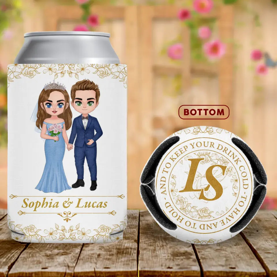 Personalized Wedding Anniversary Wedding Can Cooler - Gift Idea For Couple/Wedding Anniversary - To Have To Hold And To Keep Your Drink Cold