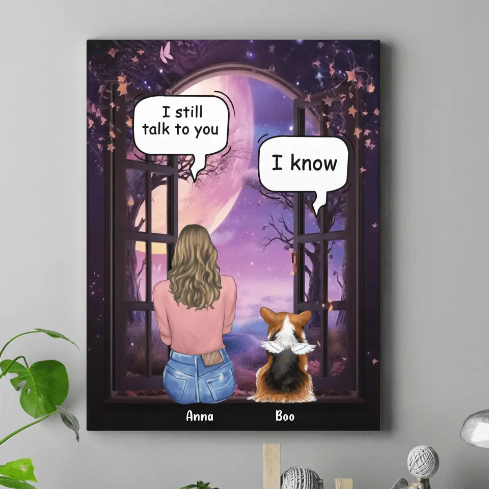 Personalized Memorial Pet Canvas - Up to 4 Dogs/Cats/Rabbits - Memorial Gift Idea for Dog/Cat/Rabbit Owners