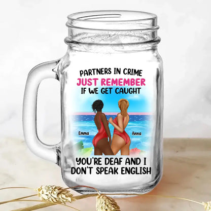 Personalized Friends Mason Jug - Gift Idea for Friends/Besties/Sisters - Partners In Crime
