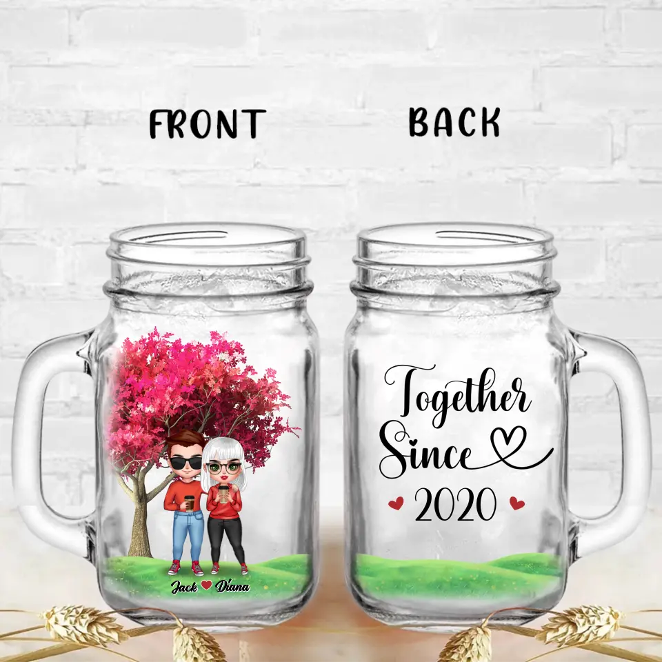 Personalized Couple Mason Jug - Wedding/Anniversary Gift Idea for Couple - Together