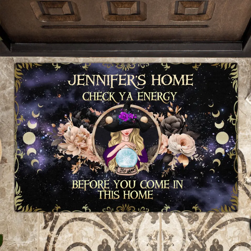 Personalized Witch Doormat - Gift Idea For Halloween/Witch Lovers - Check Ya Energy Before You Come In This Home