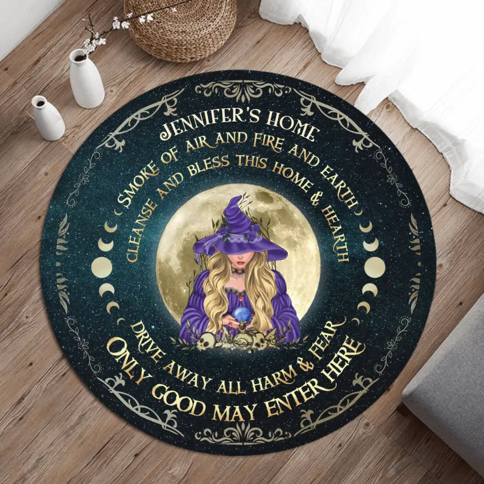 Personalized Witch Round Rug - Halloween Gift Idea For Friend/Wiccan Decor/Pagan Decor - Only Good May Enter Here