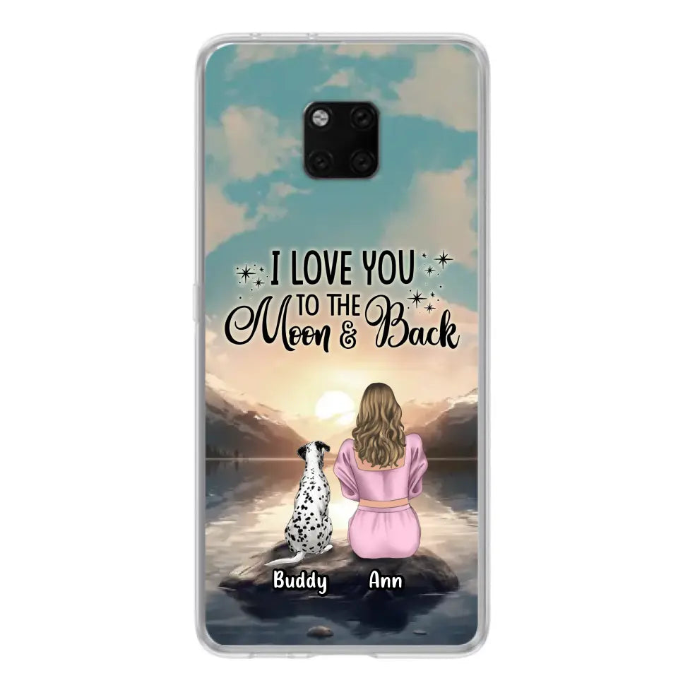 Personalized Dog Mom Phone Case - Up to 6 Dogs - Gift Idea for Dog Lovers - I Love You To The Moon & Back - Case for Xiaomi/Huawei/Oppo