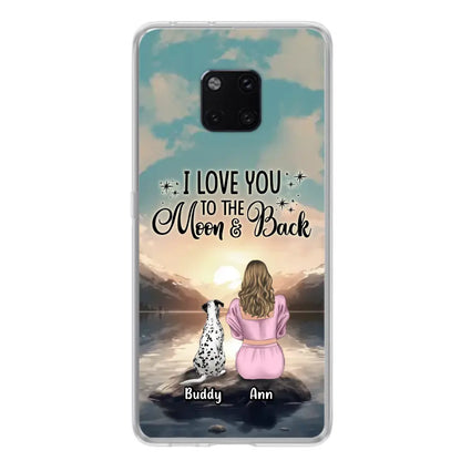 Personalized Dog Mom Phone Case - Up to 6 Dogs - Gift Idea for Dog Lovers - I Love You To The Moon & Back - Case for Xiaomi/Huawei/Oppo