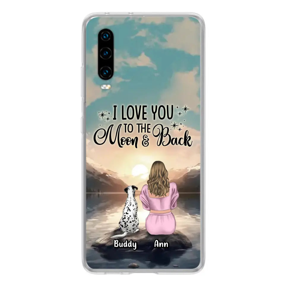 Personalized Dog Mom Phone Case - Up to 6 Dogs - Gift Idea for Dog Lovers - I Love You To The Moon & Back - Case for Xiaomi/Huawei/Oppo