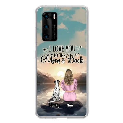 Personalized Dog Mom Phone Case - Up to 6 Dogs - Gift Idea for Dog Lovers - I Love You To The Moon & Back - Case for Xiaomi/Huawei/Oppo