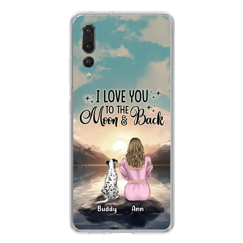 Personalized Dog Mom Phone Case - Up to 6 Dogs - Gift Idea for Dog Lovers - I Love You To The Moon & Back - Case for Xiaomi/Huawei/Oppo