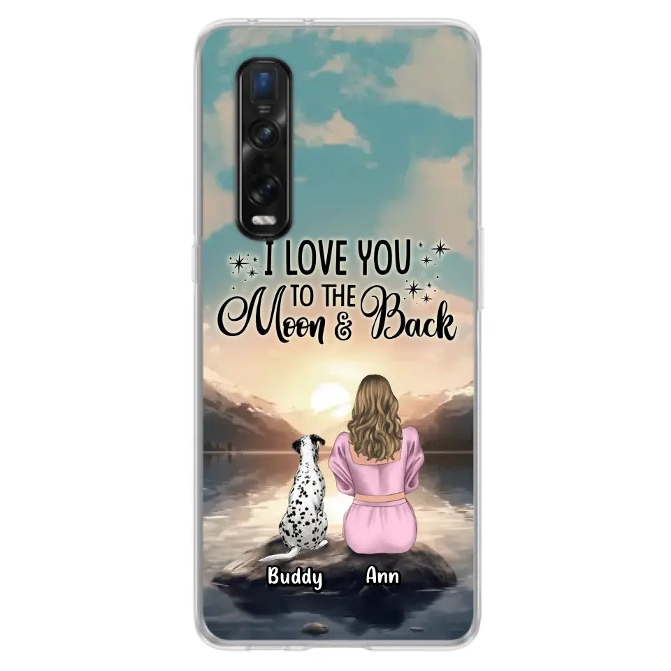 Personalized Dog Mom Phone Case - Up to 6 Dogs - Gift Idea for Dog Lovers - I Love You To The Moon & Back - Case for Xiaomi/Huawei/Oppo