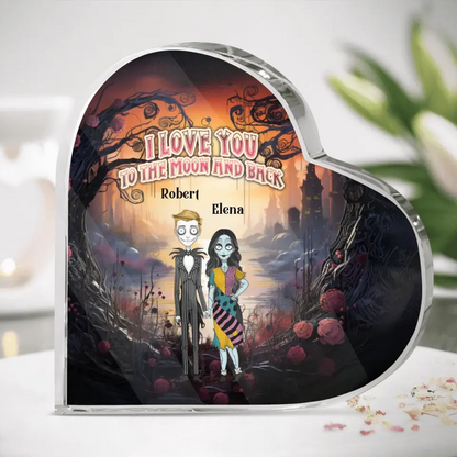 Personalized Horror Crystal Heart - Gift Idea For Couple/Halloween - I Love You To The Moon & Back